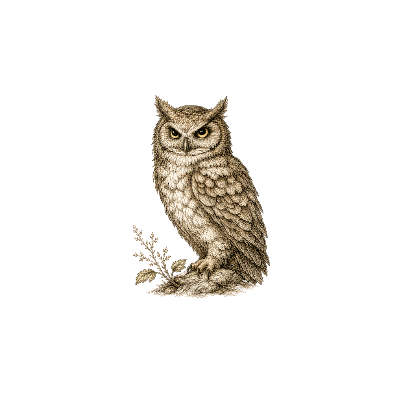 Ink and Watercolor Sketch of an owl